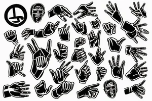 Three fingers up and two fingers halfway down tattoo idea