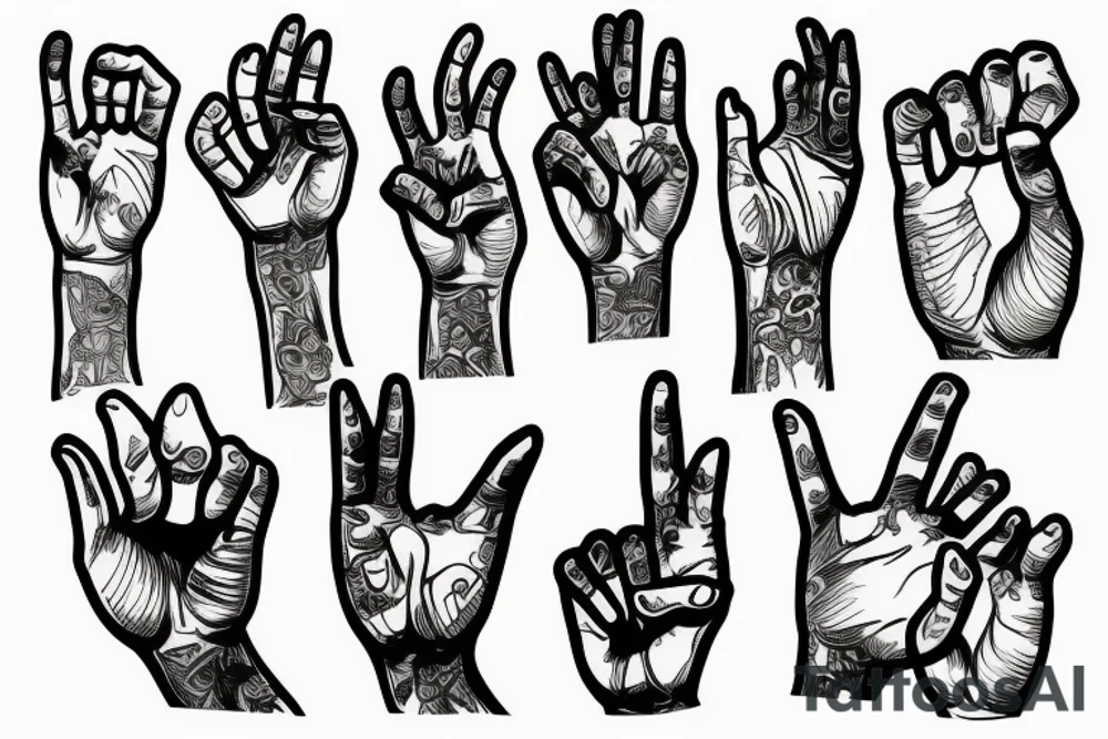 Three fingers up and two fingers halfway down tattoo idea