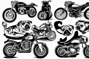 Pug, motorbike, car tattoo idea