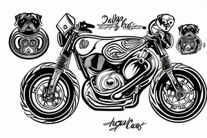 Pug, motorbike, car tattoo idea