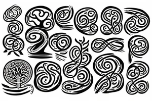 tree of life with roots, snake, knives tattoo idea