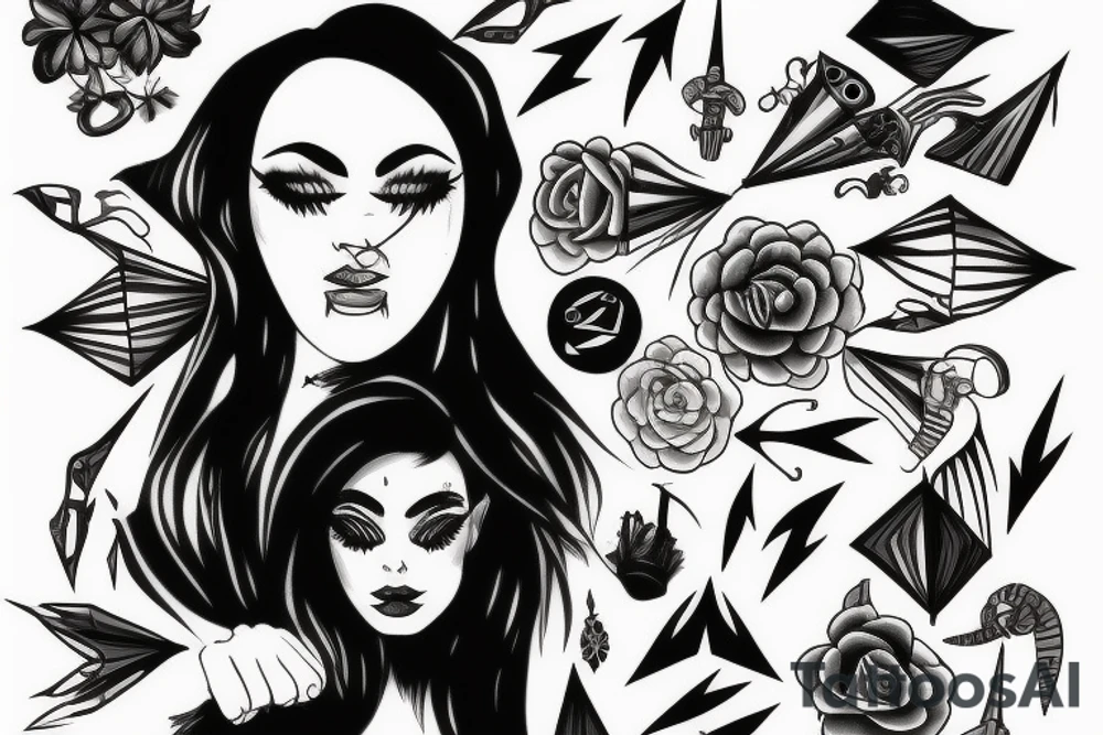 Dark liana surrounded by arrow tattoo idea