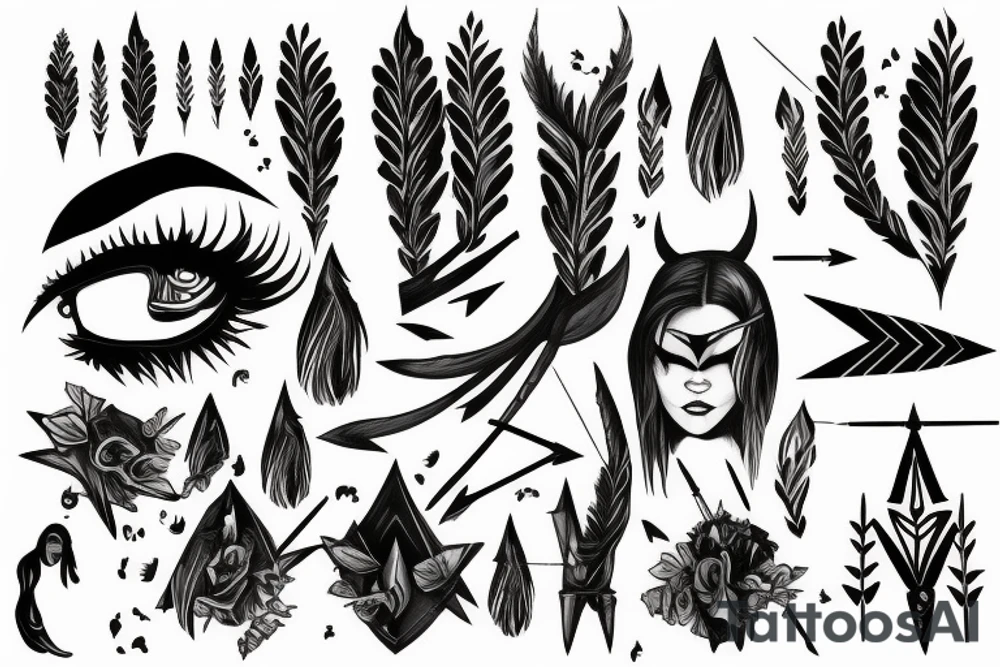 Dark liana surrounded by arrow tattoo idea