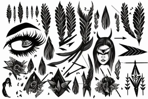 Dark liana surrounded by arrow tattoo idea