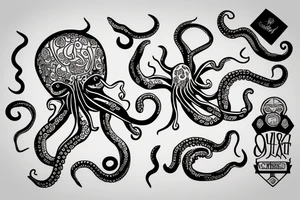 Octopus with a knife tattoo idea