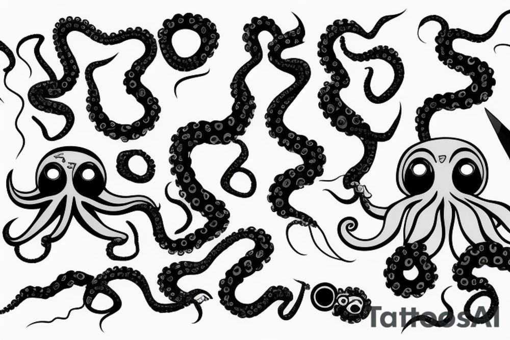 Octopus with a knife tattoo idea