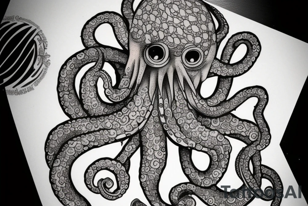 Octopus with a knife tattoo idea