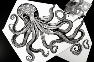Octopus with a knife tattoo idea