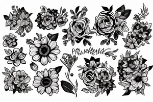 Flowers fine line tattoo idea
