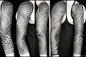 maori and viking style together sleeve tattoo idea