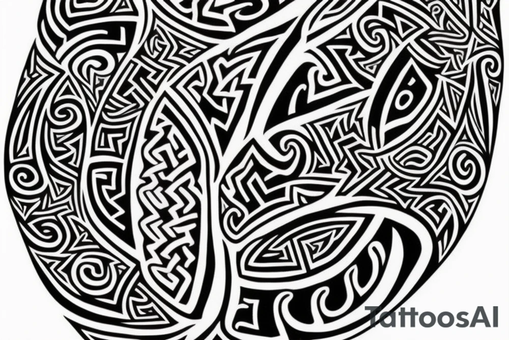 maori and viking style together sleeve tattoo idea