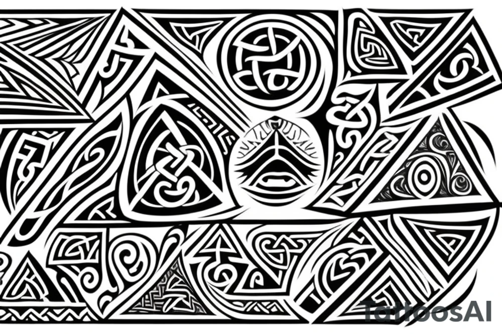 maori and viking style together with three triangles and sun tattoo idea