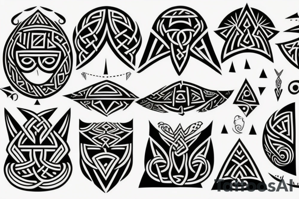 maori and viking style together with three triangles and sun tattoo idea