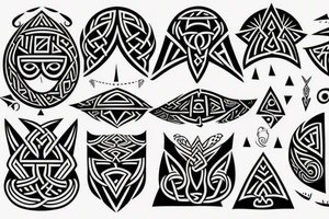 maori and viking style together with three triangles and sun tattoo idea