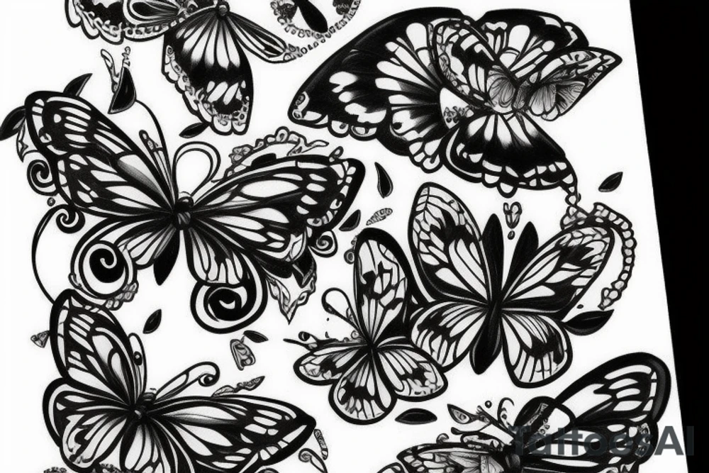 Skull with butterflies tattoo idea