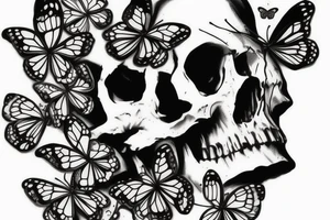 Skull with butterflies on it tattoo idea