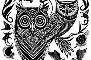 black owl. Fierce. Wise. Masculine. tattoo idea