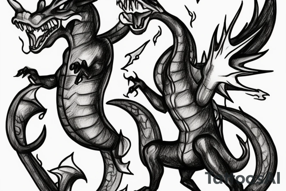 large fire-breathing charizard tattoo idea