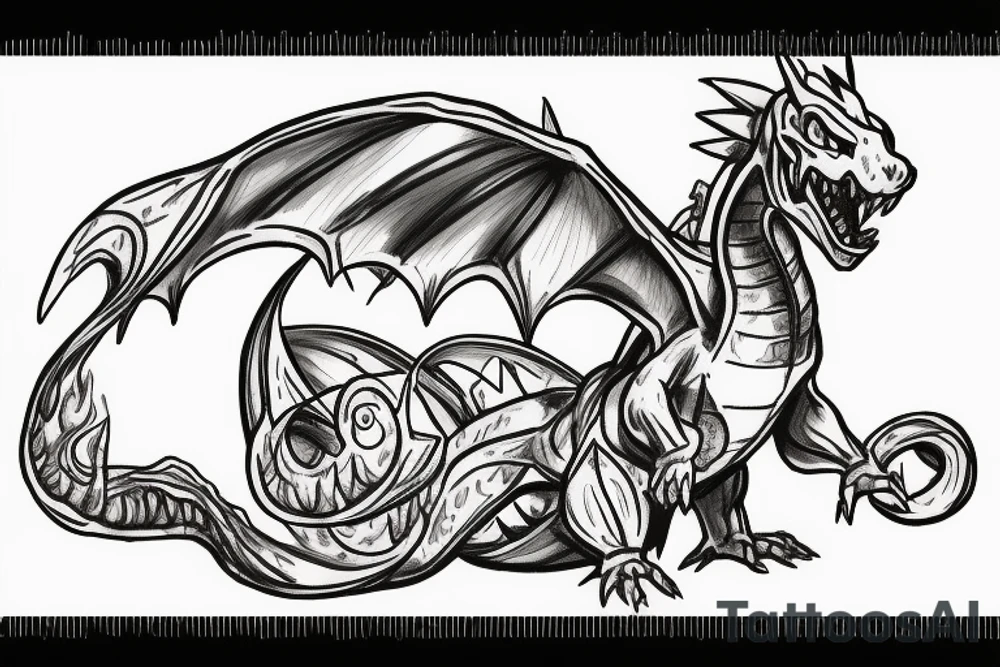 large fire-breathing charizard tattoo idea