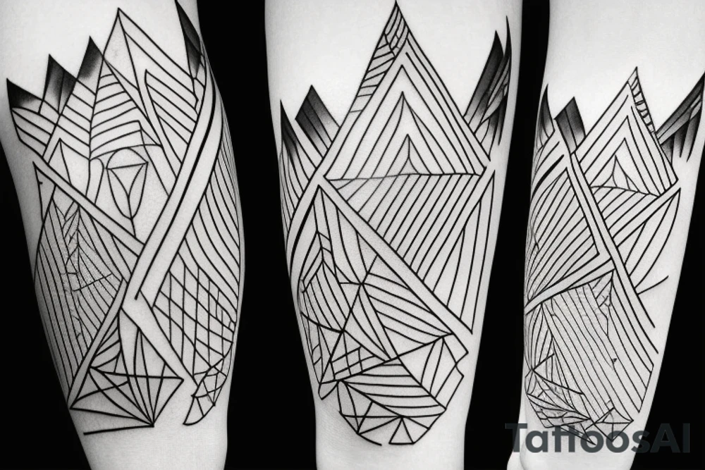 Geometric Forms with Mountains and friendship tattoo idea Geometric Forms with Mountains and friendship tattoo idea