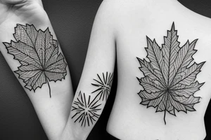 pulse tattoo with maple leaf outline connected tattoo idea