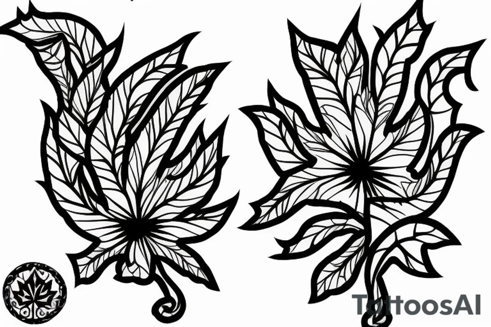 pulse tattoo with maple leaf outline connected tattoo idea