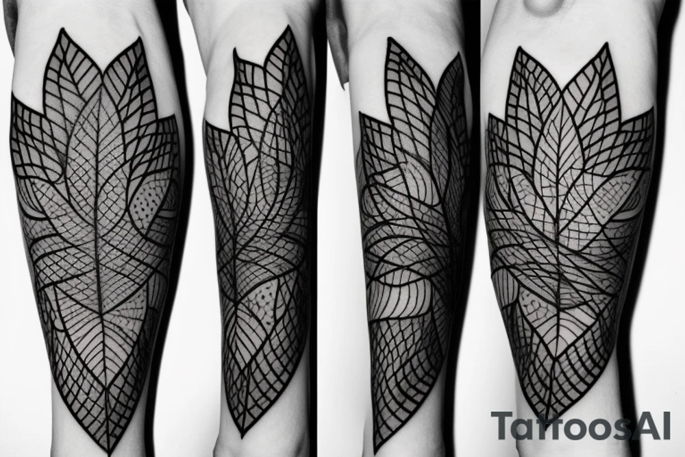 heart pulse line tattoo with maple leaf outline connected tattoo idea