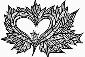 heart pulse line tattoo with maple leaf on the end tattoo idea