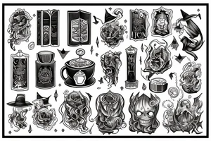 Bookish cauldron witchy tattoo idea