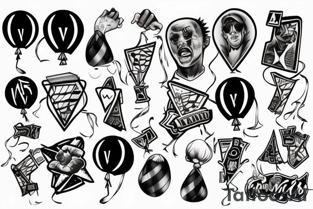 Playing Card, Rapper nf, balloons tattoo idea