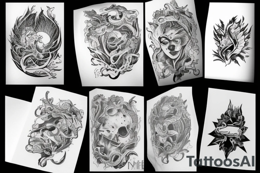 Rise from fire, full arm tattoo idea