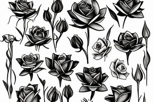 roses lotus iris violet together blooming tattoo idea