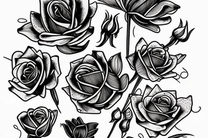 roses lotus iris violet together blooming tattoo idea
