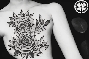one rose, one lotus, oneiris and a violet together blooming tattoo idea