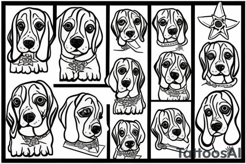 Beagle from the back 
looking out of a window tattoo idea
