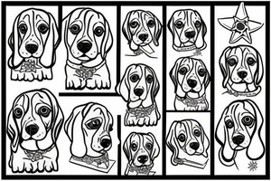 Beagle from the back 
looking out of a window tattoo idea