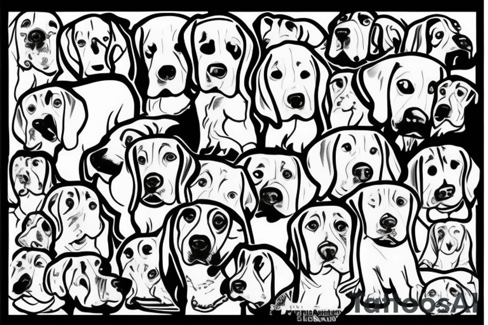 Beagle from the back 
looking out of a window tattoo idea