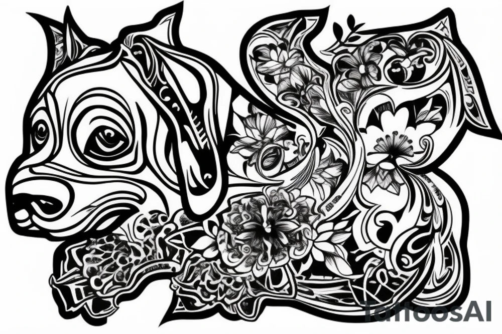 Beagle from the back looking out of a window tattoo idea