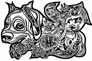 Beagle from the back looking out of a window tattoo idea