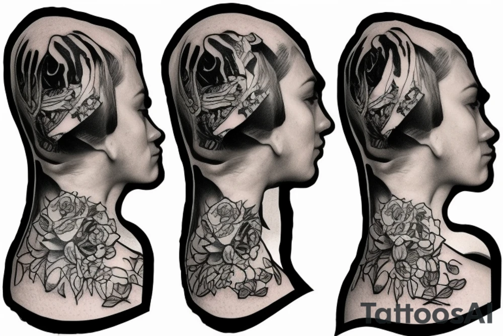 Beagle from the back looking out of a window tattoo idea