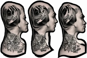 Beagle from the back looking out of a window tattoo idea