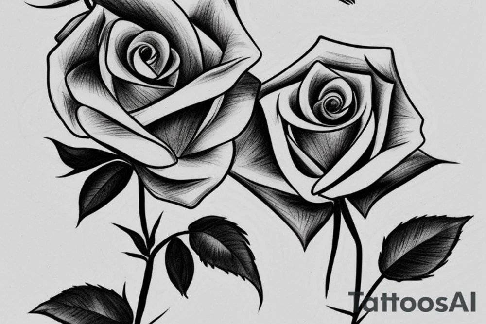 a hand holding a rose black and white thin lines tattoo idea