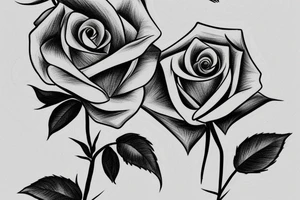 a hand holding a rose black and white thin lines tattoo idea