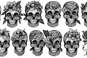 Detailed face which half is a skull and the other half a woman with plants and nature around it tattoo idea