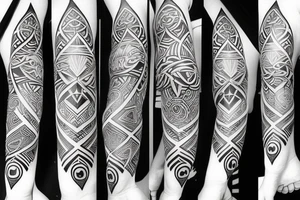 geometric wolf with geometric musical g-clef element tattoo idea