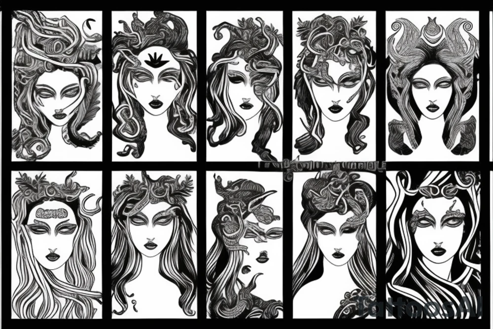 Medusa the mythical goddesses face tattoo idea