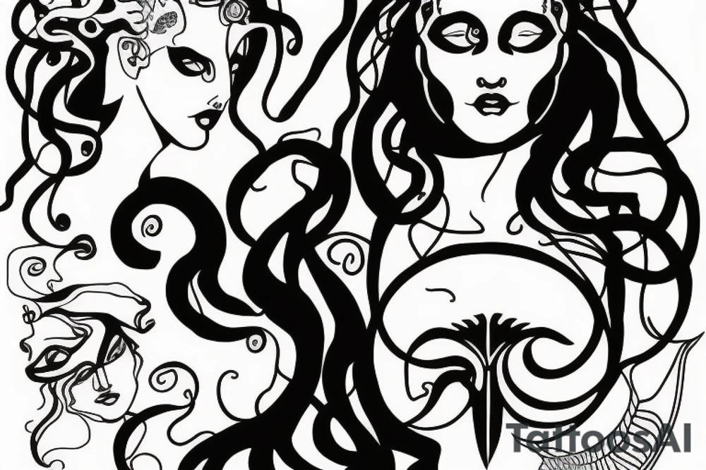 Medusa the mythical goddesses face tattoo idea