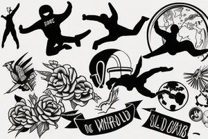 Two people skydiving the world tattoo idea