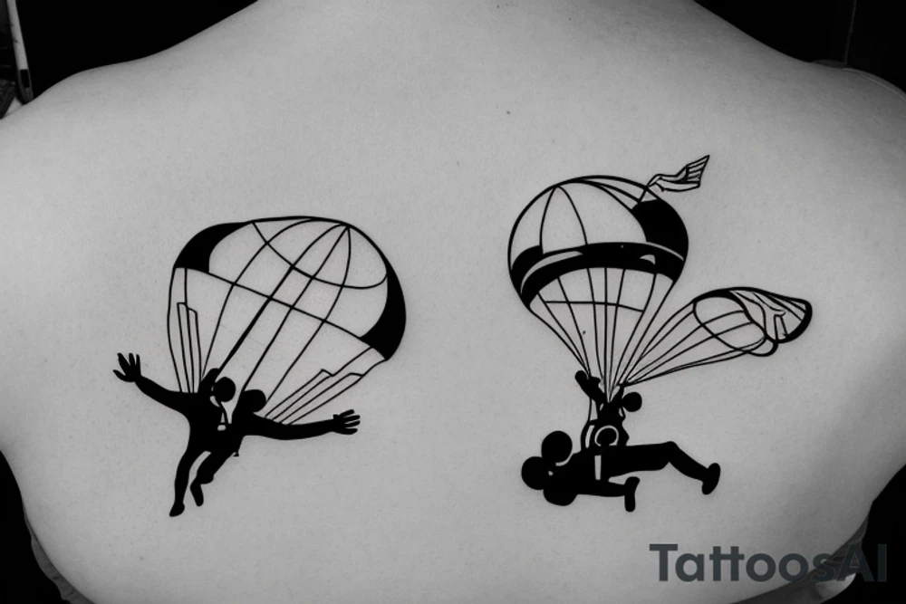 Two people skydiving the world tattoo idea