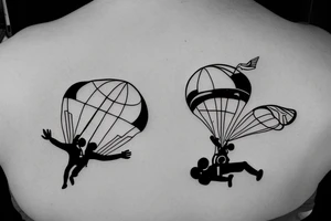 Two people skydiving the world tattoo idea